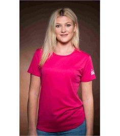 Big Vern n the Shootahs pink ladies fitted polyester tee